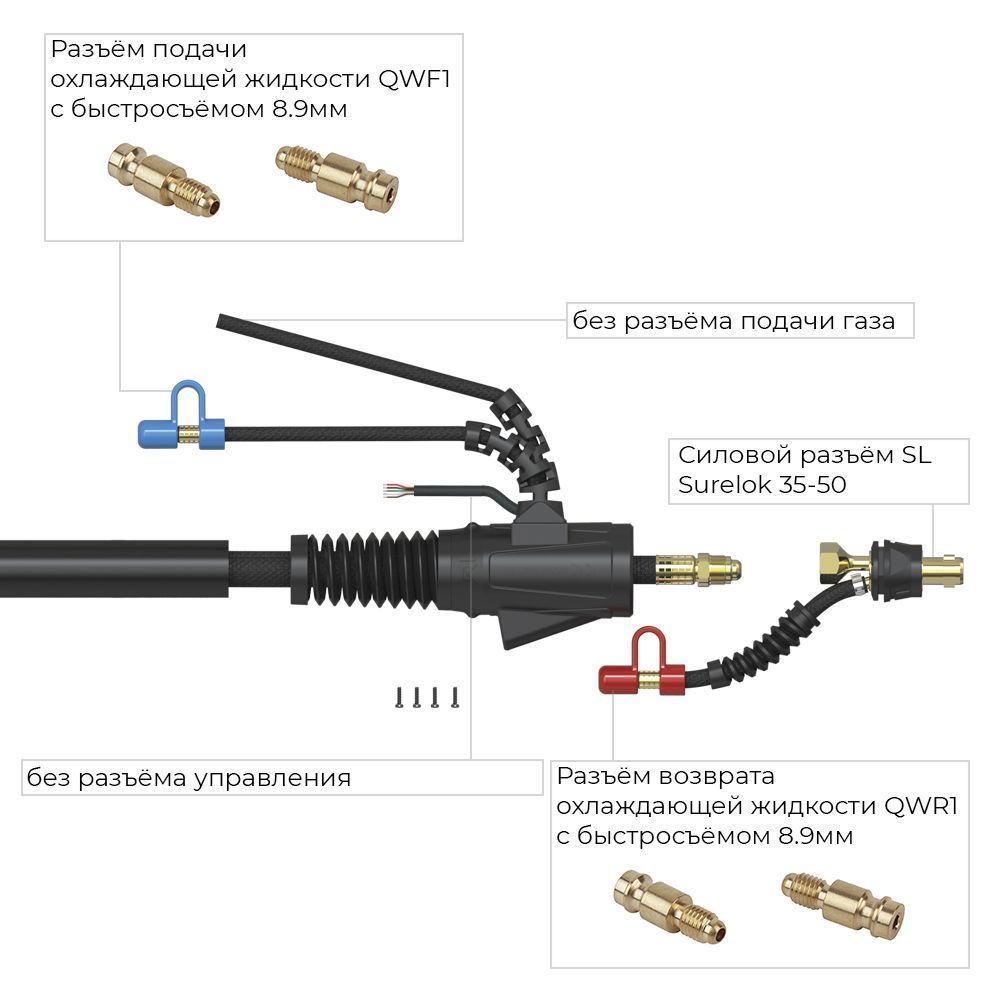 Сварочная аргонодуговая горелка Arc T5W с системой One TIG 4 метра для TIG сварки в среде аргона