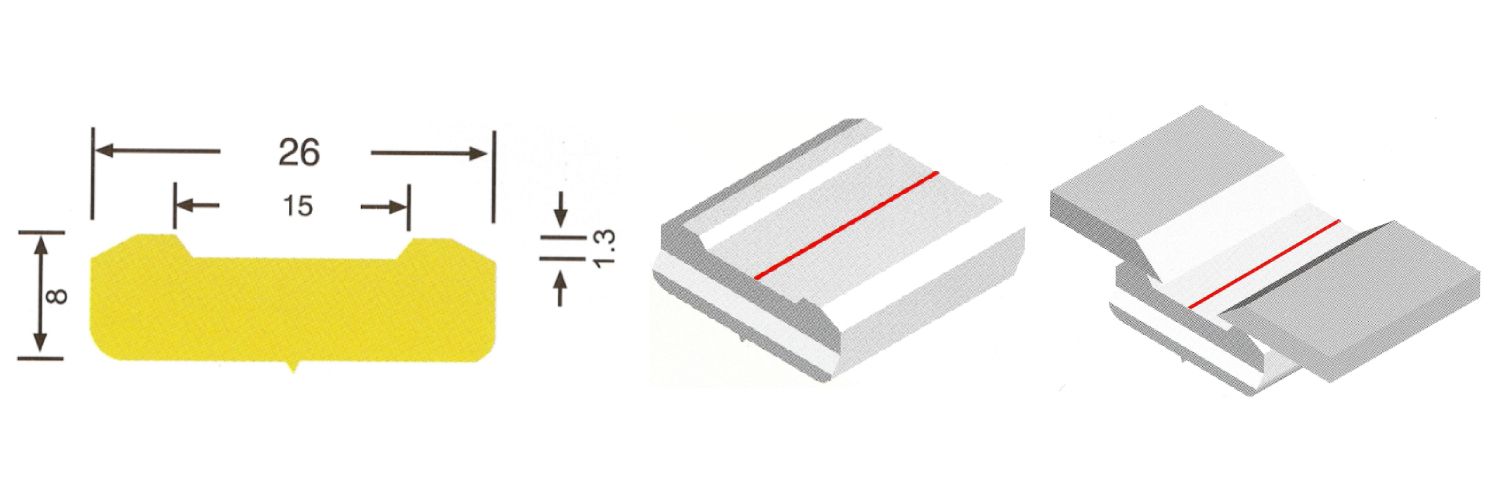 Керамическая подкладка SVR плоская 26,0x8,0x600,0 мм с канавкой 15,0x1,3 мм