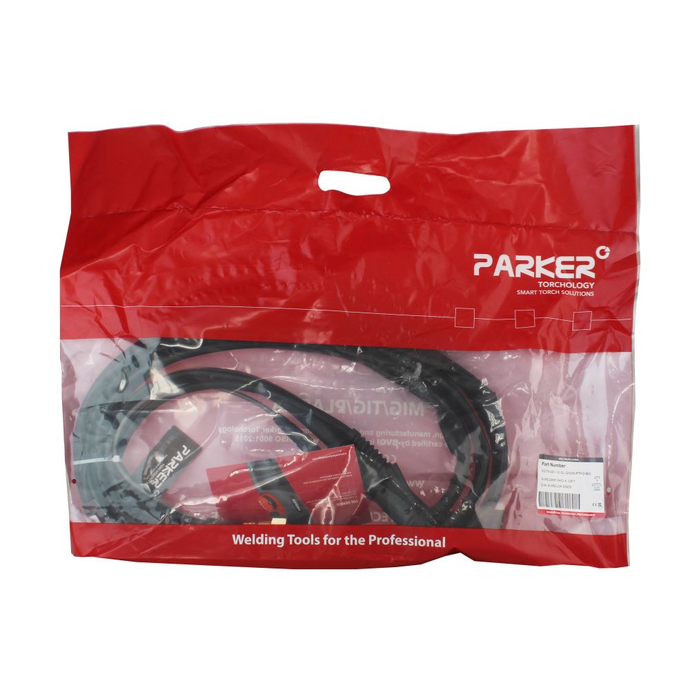 Сварочная аргонодуговая горелка Parker SGT 9 с 5-пиновым разъёмом EWM, Lorch, Lincoln, разъёмом с резьбой 1/4 BSP и системой One TIG 4 метра для TIG сварки в среде аргона