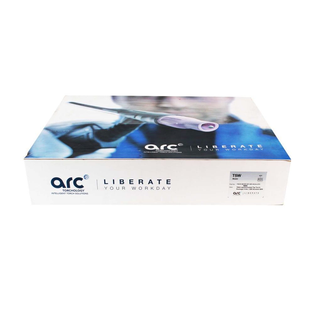 Сварочная аргонодуговая горелка Arc T5W с разъёмом Liquid-Cooler Surelok, 5-пиновым разъёмом EWM, Lorch, Lincoln и системой One TIG 8 метров для TIG сварки в среде аргона