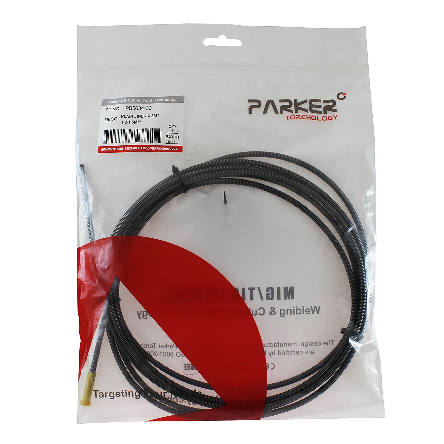PB5034-30 Направляющий канал Parker 1,2-1,6 мм 3 метра (стальная спираль с литым ниппелем без оплётки) (MIG/MAG)