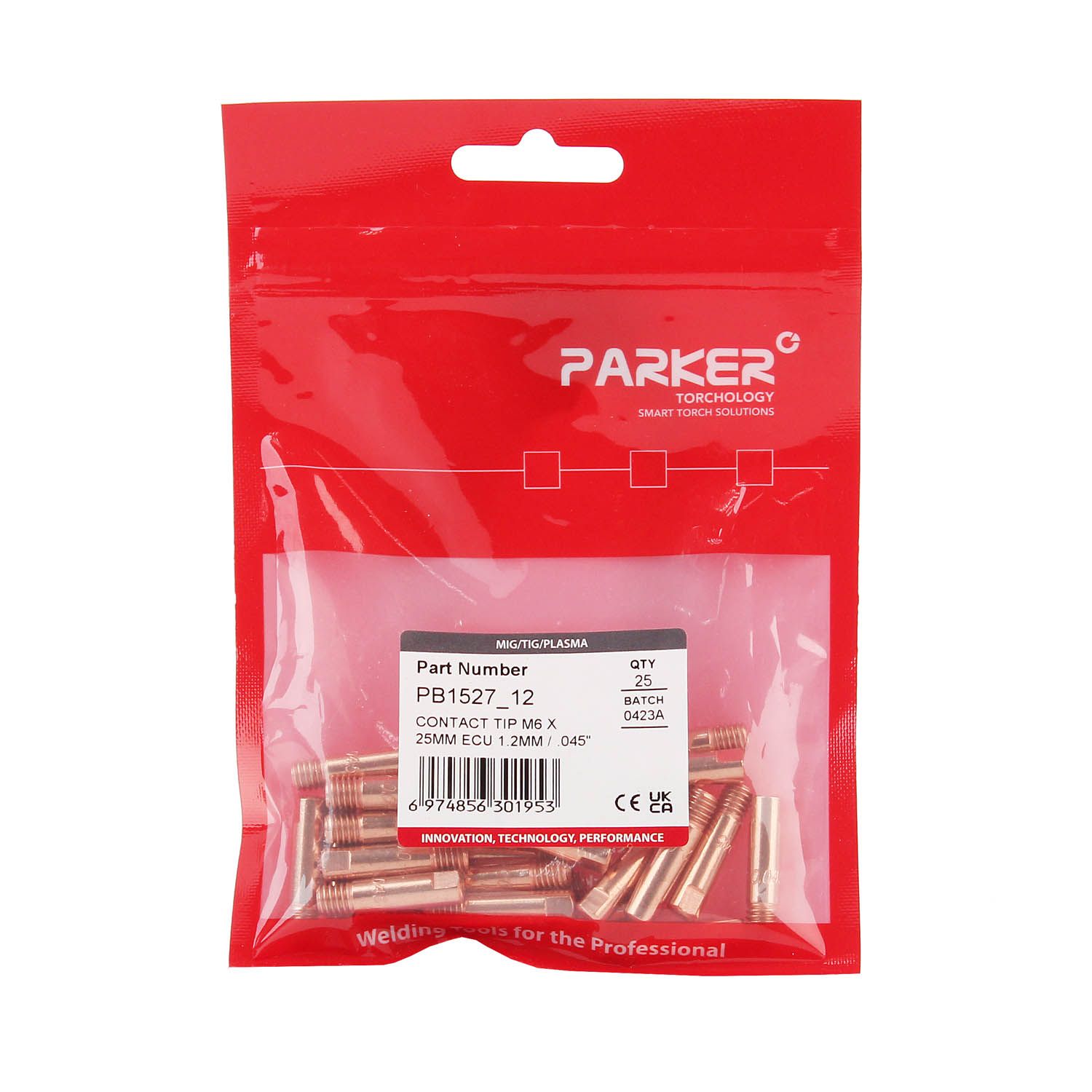 PB1527-12 Контактный наконечник Parker М6 1,2 L25,0 ECu (MIG/MAG)
