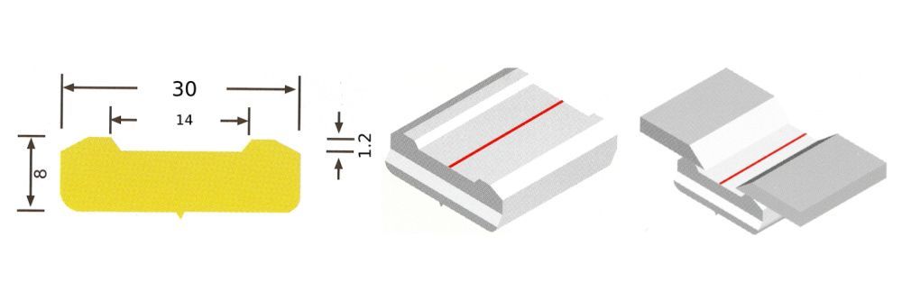 Керамическая подкладка SVR плоская 30,0x8,0x600,0 мм с канавкой 14,0x1,2 мм