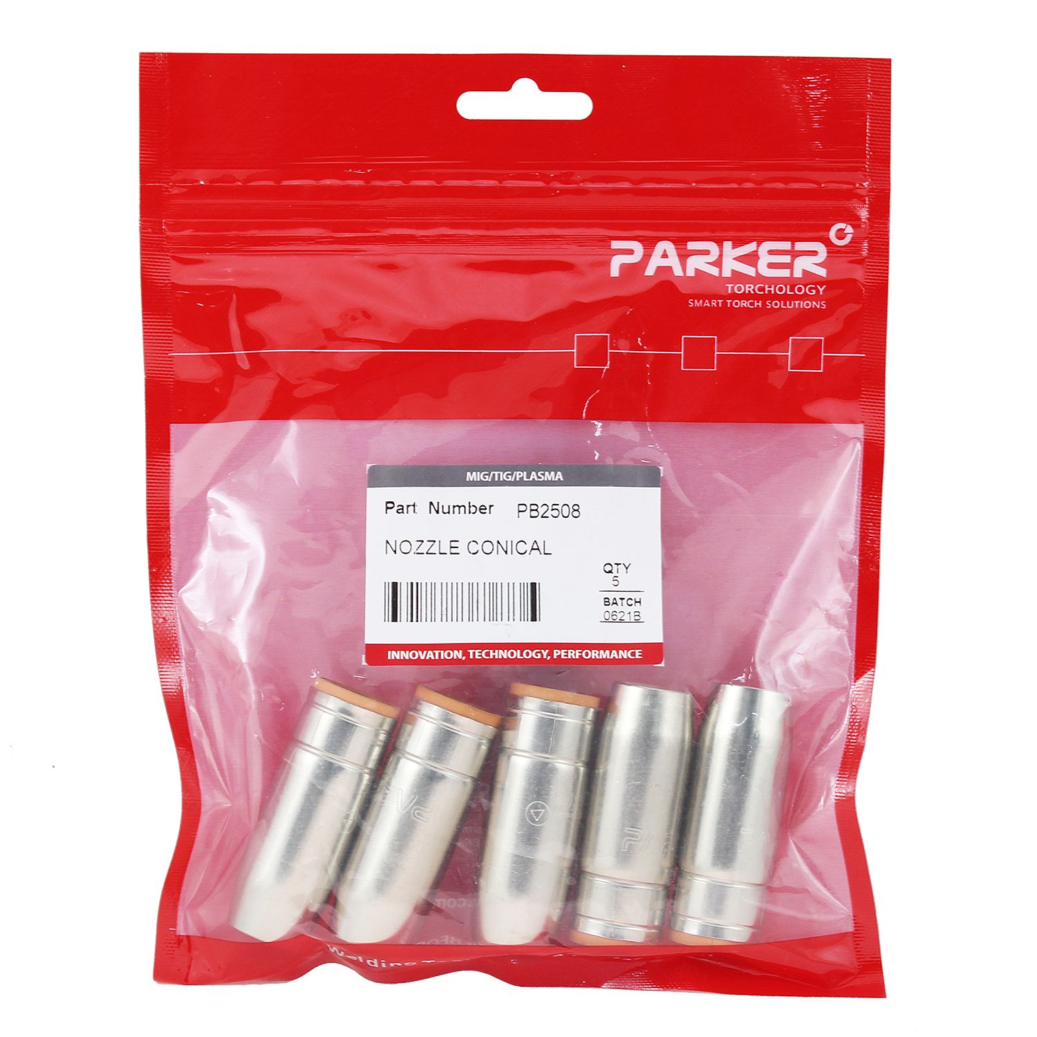 PB2508 Сопло газовое Parker коническое медное 15 мм для полуавтоматических горелок SGB 250A / SGF 250A / SB 250A Auto (MIG/MAG)