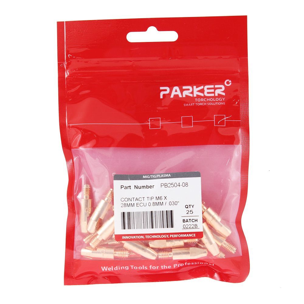 PB2504-08 Контактный наконечник Parker М6 0,8 L28,0 ECu (MIG/MAG)
