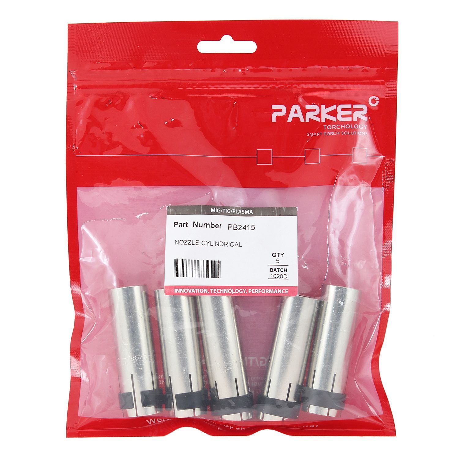 PB2415 Сопло газовое Parker цилиндрическое медное 17,2 мм для полуавтоматических горелок SGB 240A / SGB 240W / STH 240AE (MIG/MAG)