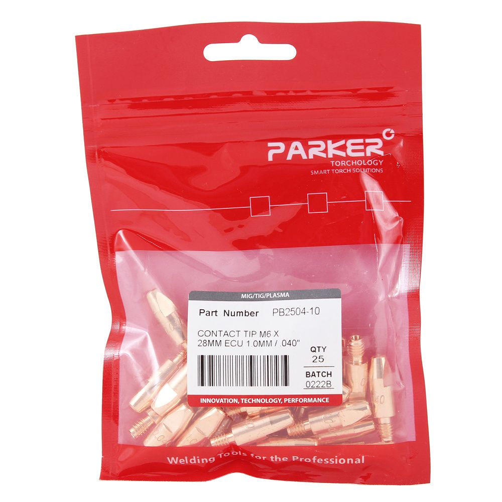 PB2504-10 Parker Contact tip M6 X 28MM ECU 1.0MM (pack)