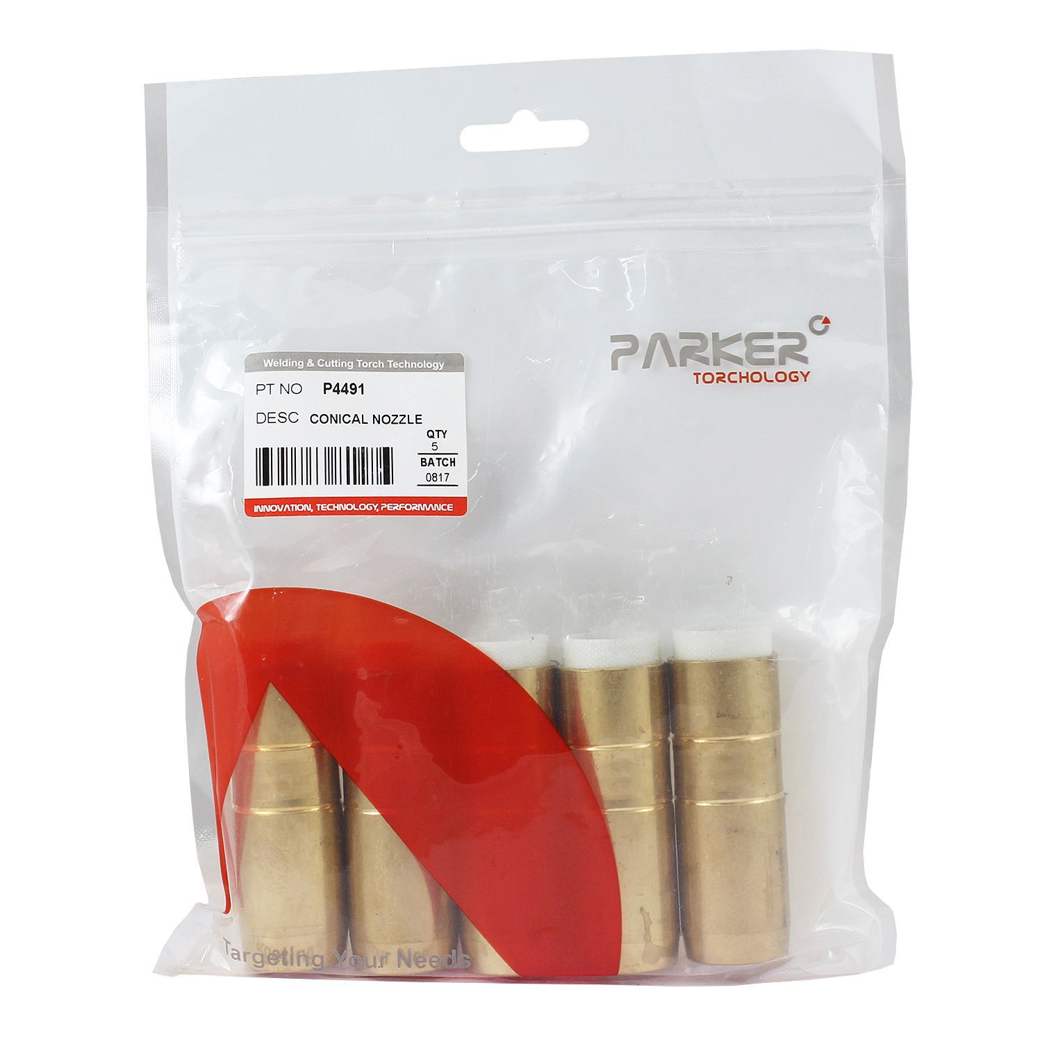 P4491 Сопло газовое Parker коническое латунное 19 мм для полуавтоматических горелок BND 400A / Bernard (MIG/MAG)