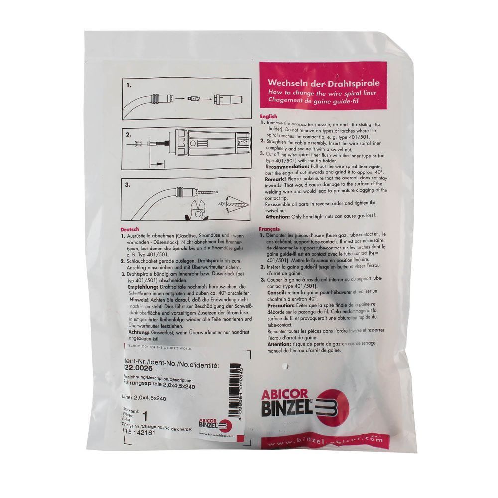 122.0026 Направляющая спираль 2,0х4,5х2400 мм (pack)