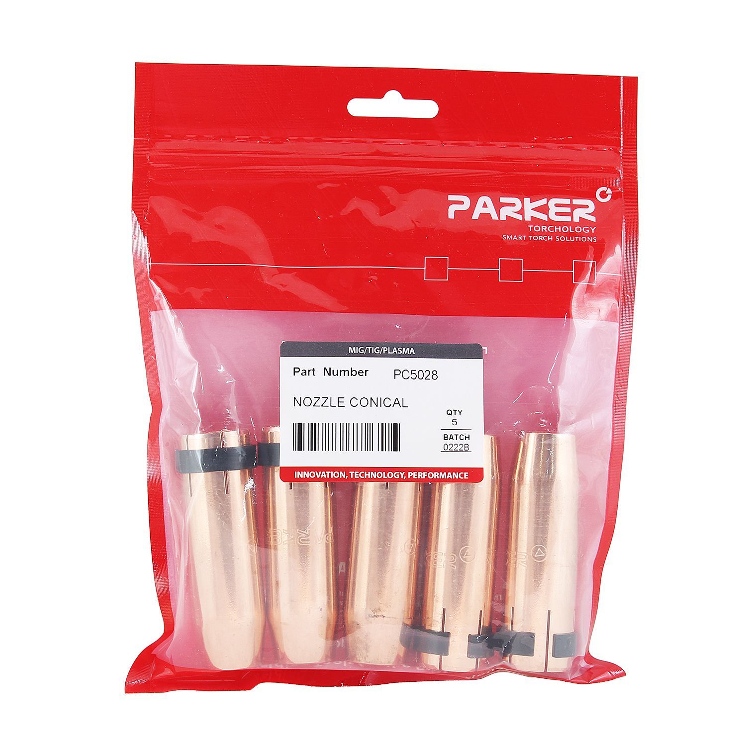 PC5028 Сопло газовое Parker коническое медное эконом 16 мм для горелок SGB 380A / 401W / 501W / 555W / SB 501W Auto (MIG/MAG)