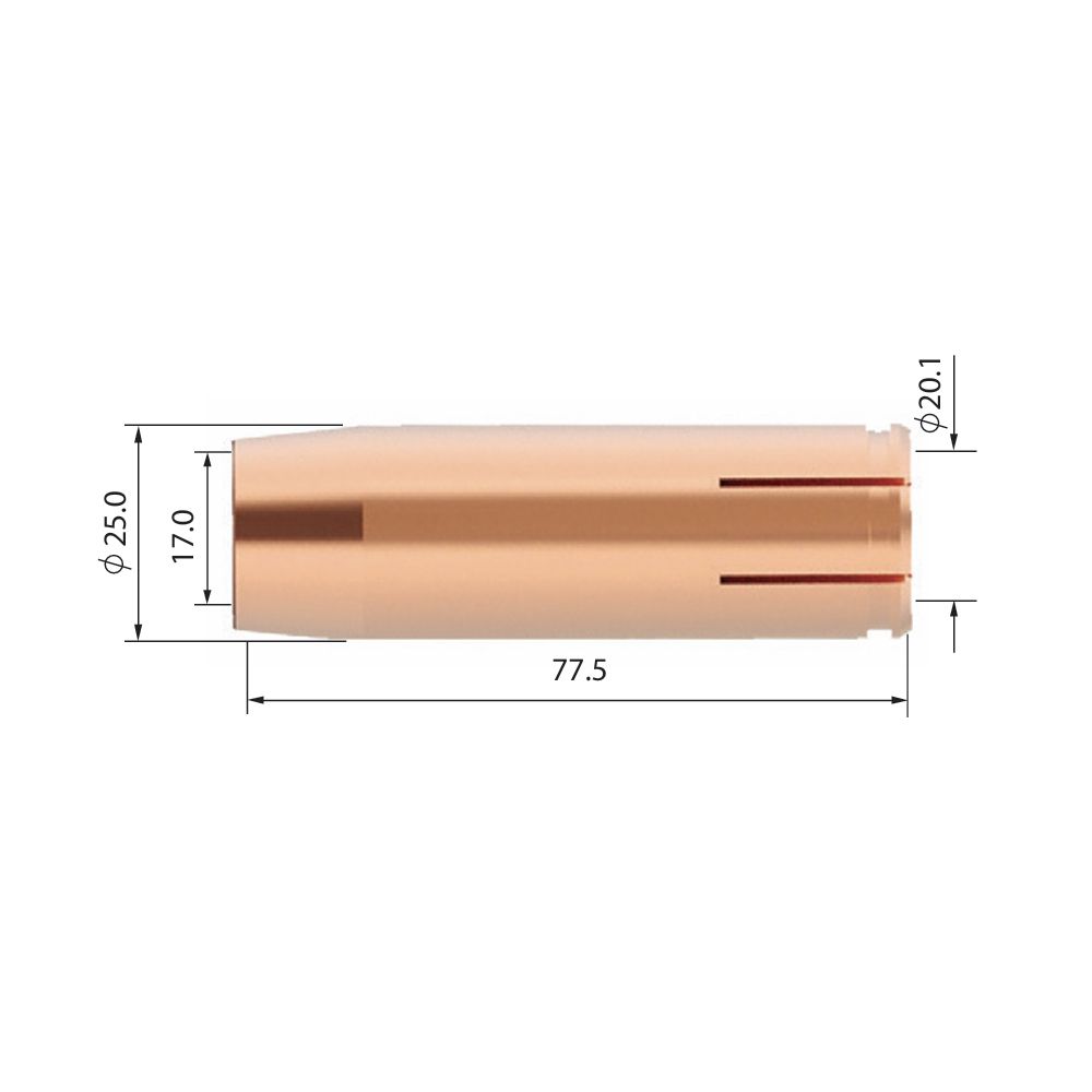 PB6528 Сопло газовое Parker коническое медное 17 мм для полуавтоматических горелок SGB 605W / MMB 605W (MIG/MAG)