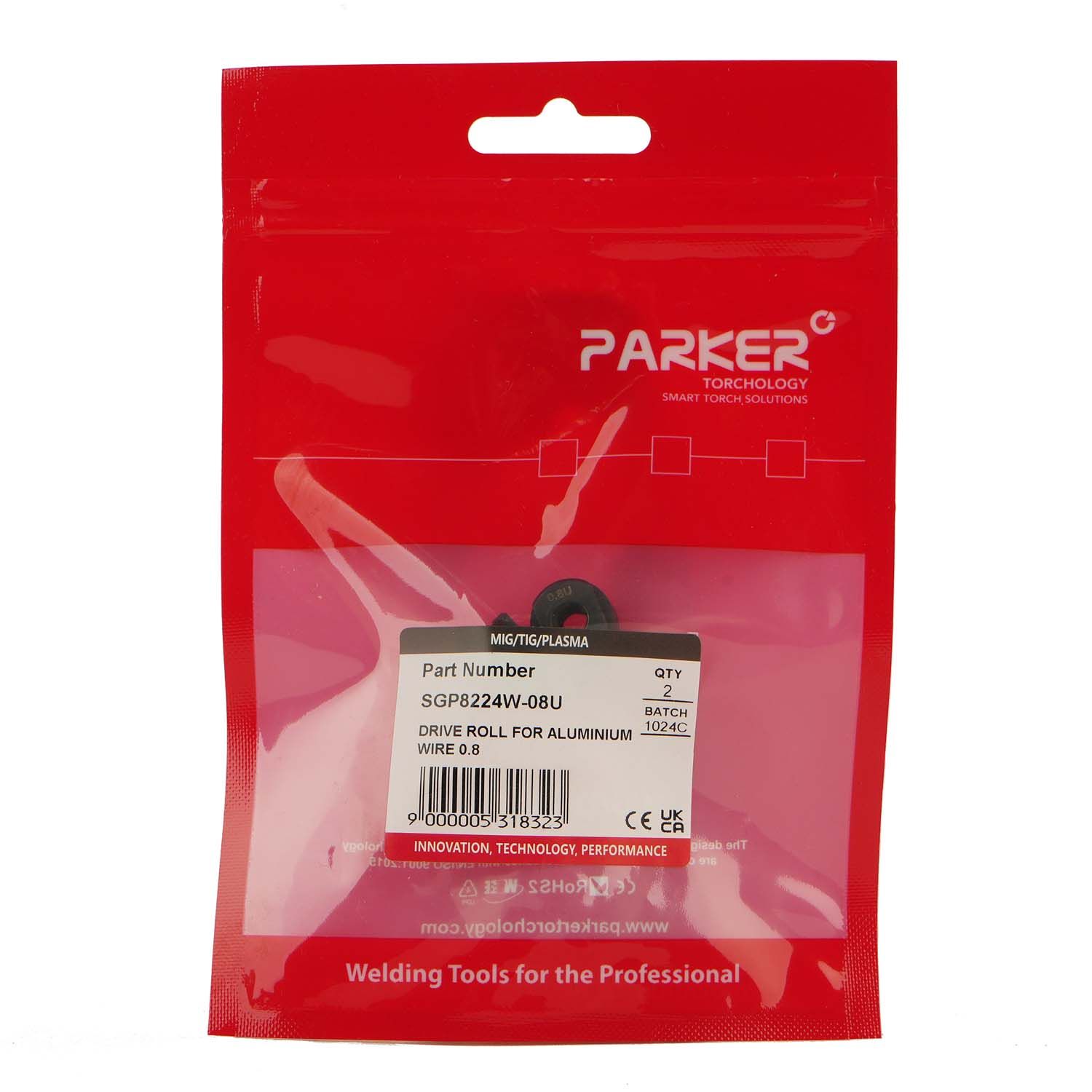 SGP8224W-08U Подающий ролик Parker для алюминиевой проволоки ø 0,8 мм (MIG/MAG)