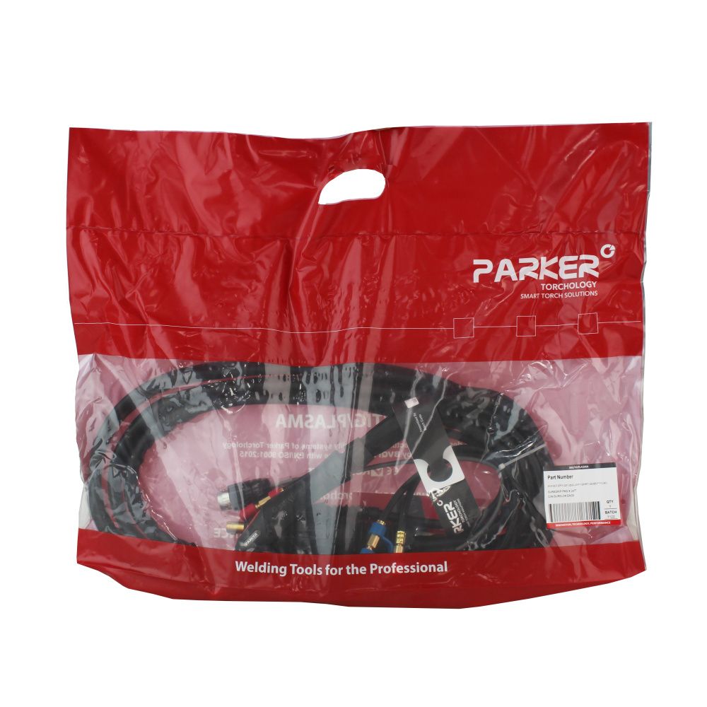Сварочная аргонодуговая горелка Parker SGT 20FX с гибким гусаком, 5-пиновым разъёмом EWM, Lorch, Lincoln, разъёмом с резьбой 1/4 BSP и системой One TIG 8 метров для TIG сварки в среде аргона