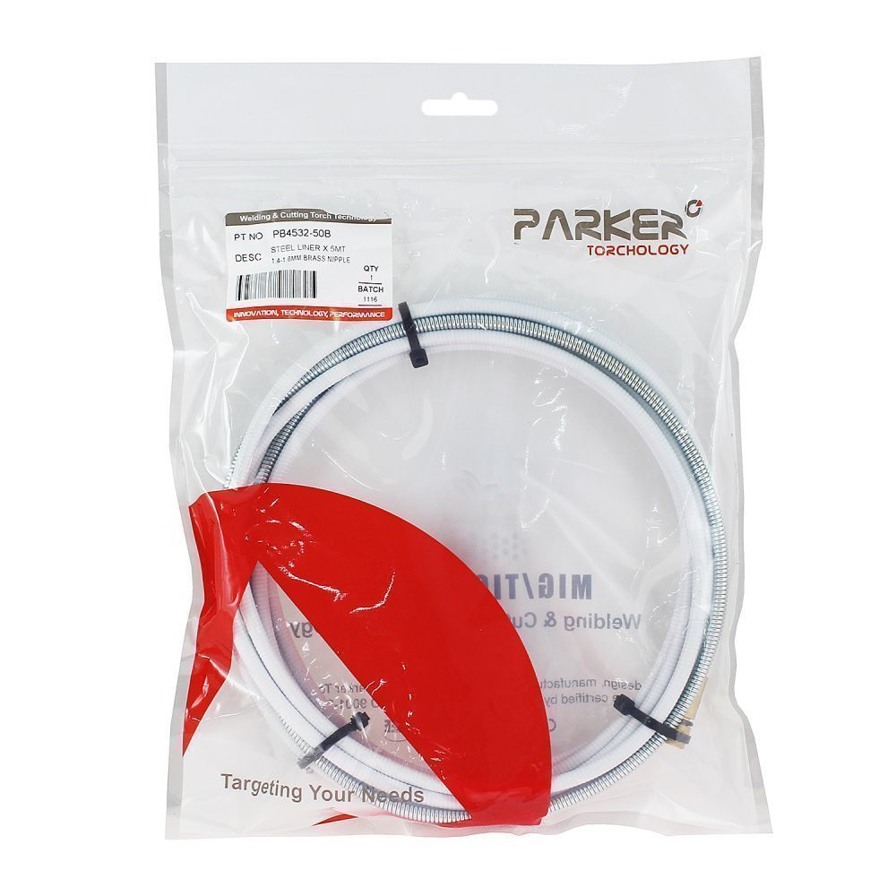 PB4532-50B Parker Steel liner x 5MT 1.4-1.6MM brass nipple (pack)