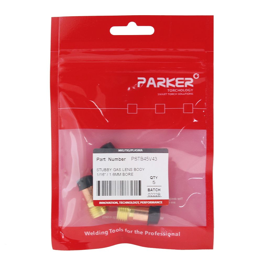 PSTB45V43 Parker Stubby gas lens body 1.6MM bore (pack)
