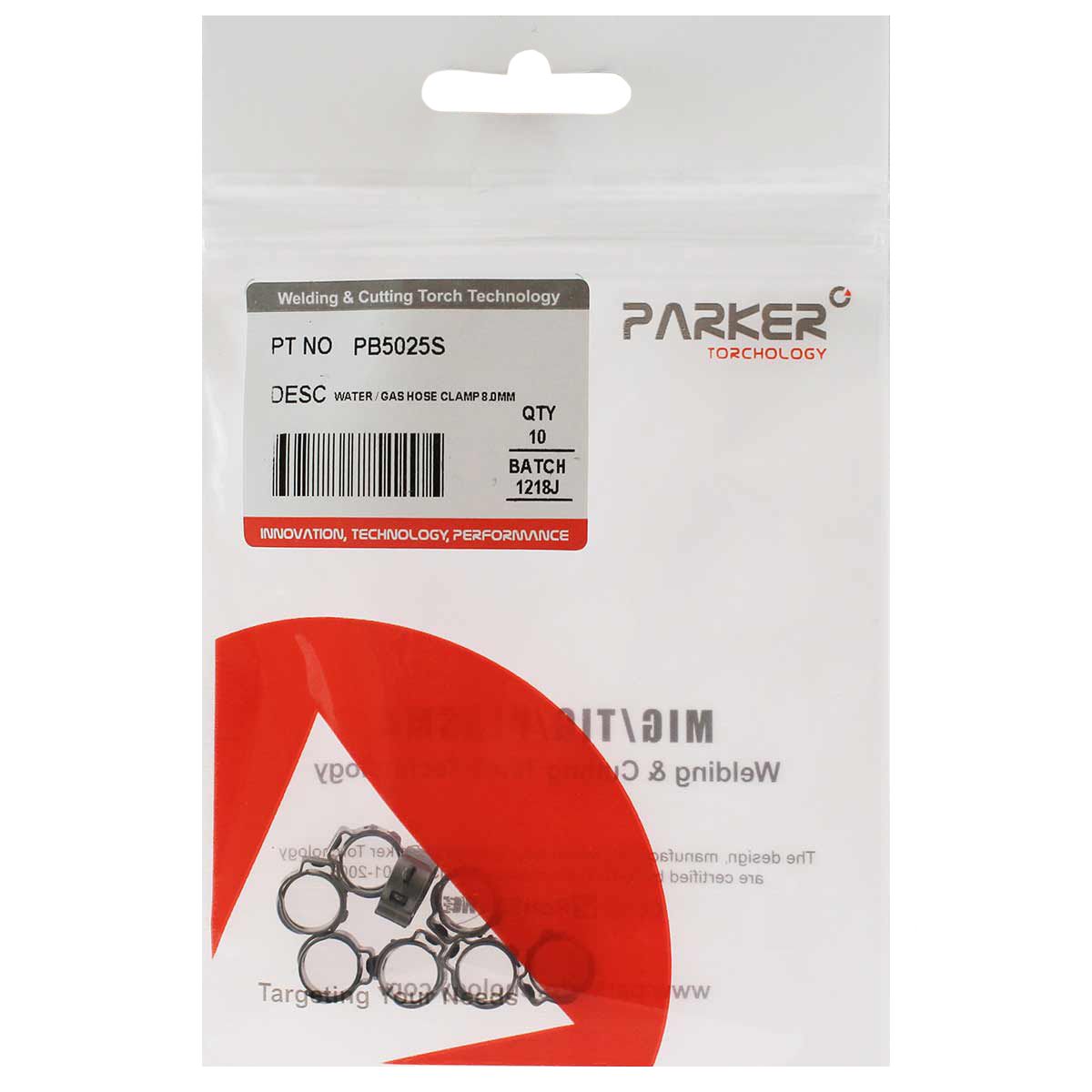 PB5025S Зажим шланга подачи газа Parker 8,0 мм (TIG)