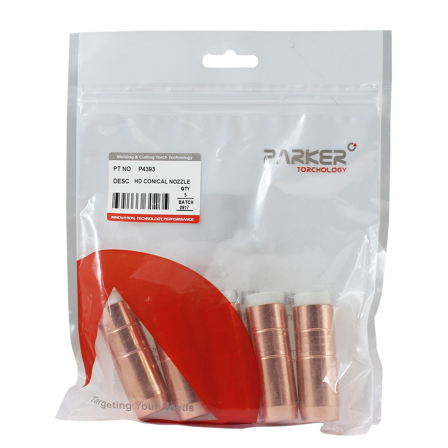 P4393 Сопло газовое Parker коническое медное особой стойкости 16 мм для полуавтоматических горелок BND /BN'Q' / Bernard (MIG/MAG)