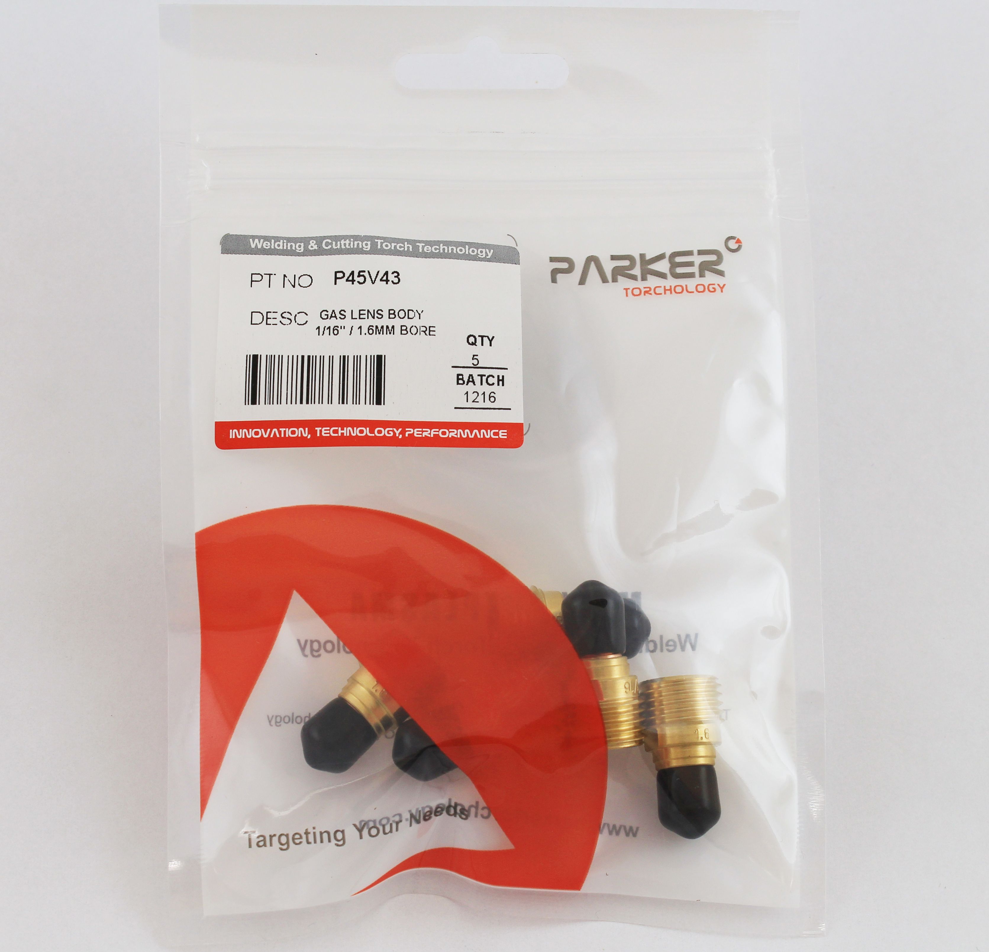 P45V43 Держатель цанги Parker с газовой линзой 1,6x22,0 мм (TIG)