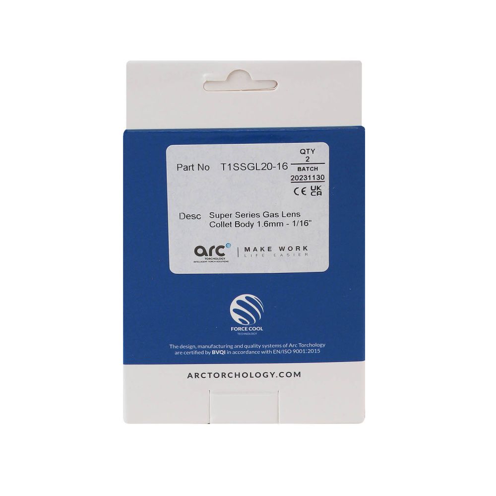 T1SSGL20-16 Корпус цанги с газовой линзой SS20 d.1,6 мм для T1-T1W (pack)