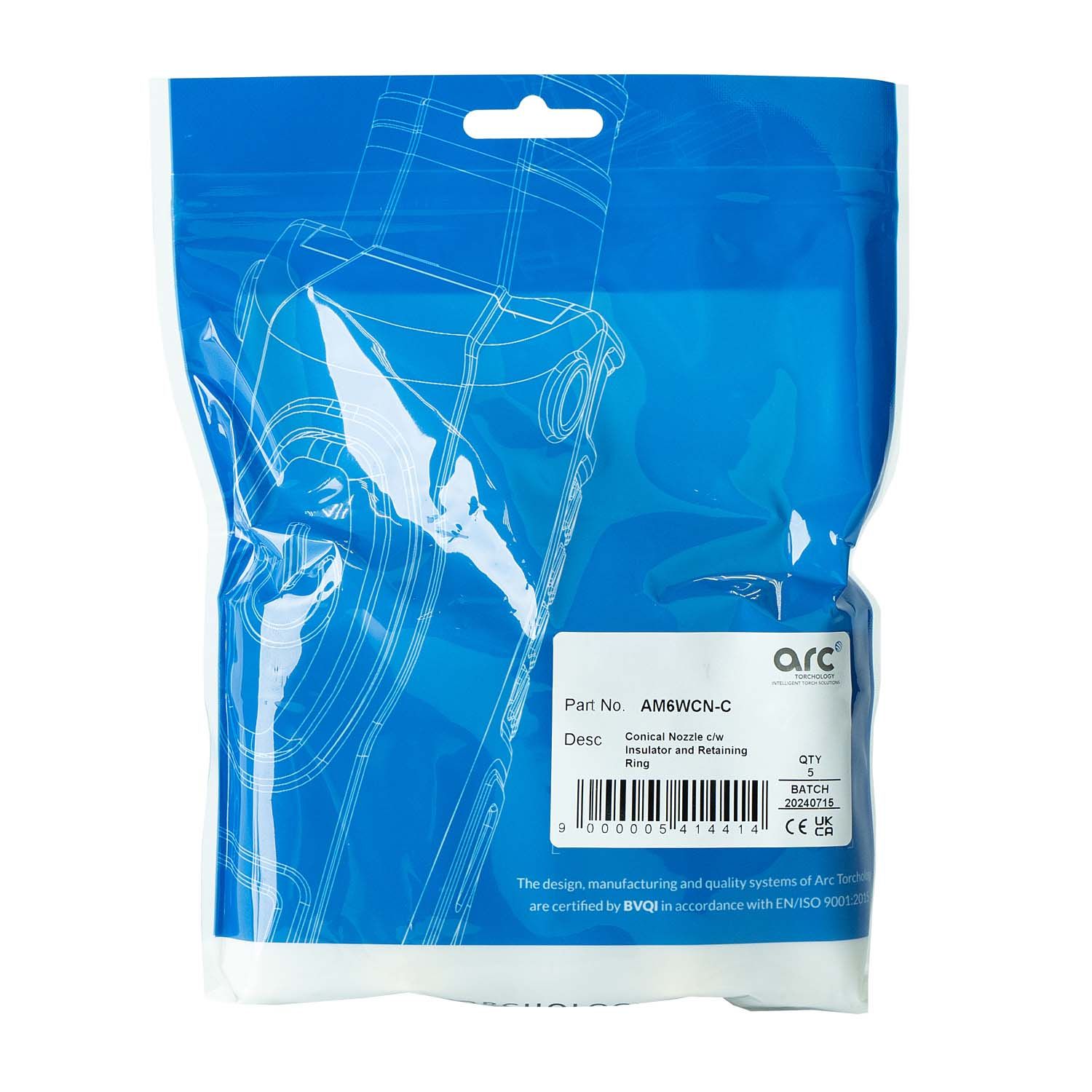 AM6WCN-С Сопло Arc коническое медное 16 мм с кольцом-фиксатором для полуавтоматической горелки M6W (MIG/MAG)