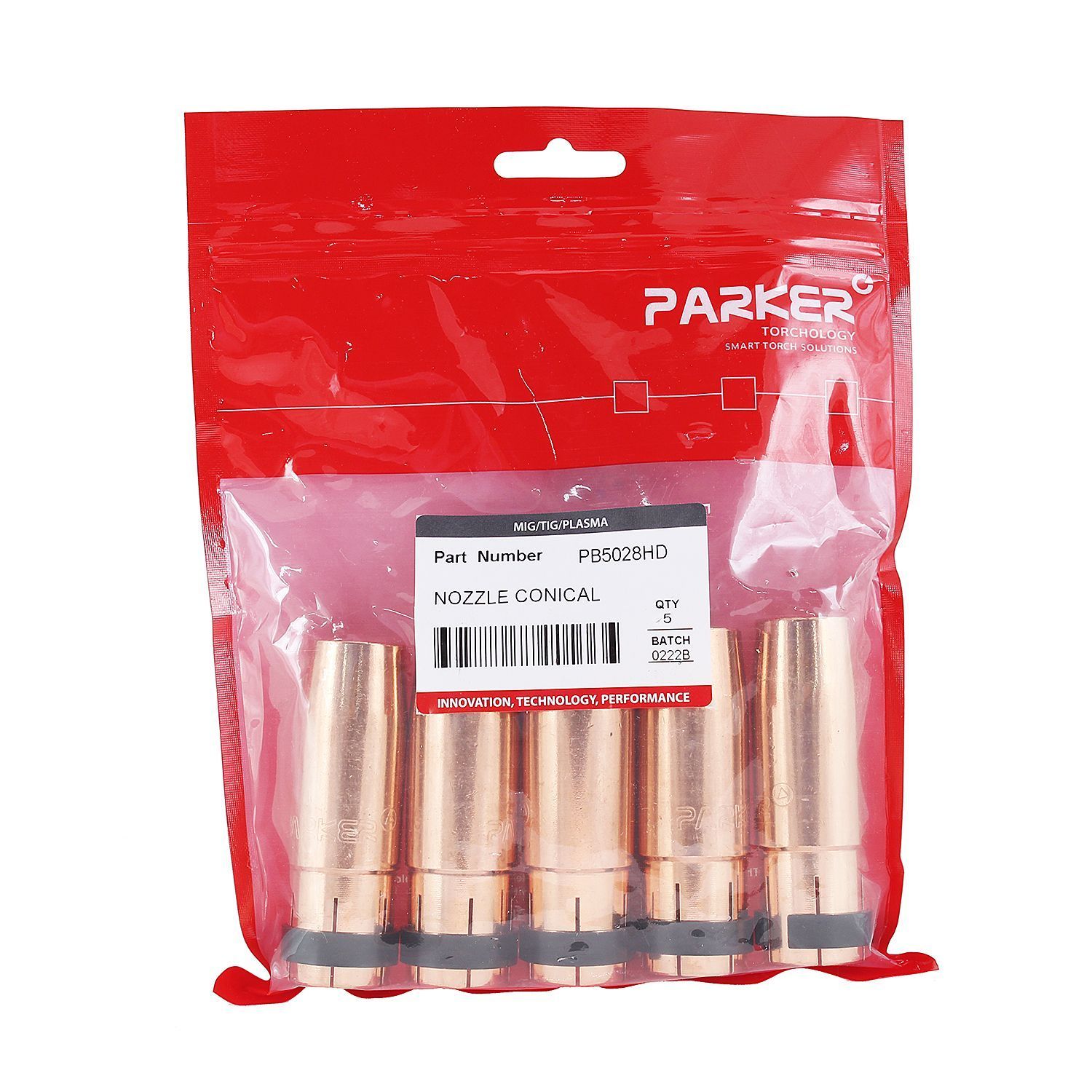 PB5028HD Сопло газовое Parker коническое медное особой стойкости 16 мм для полуавтоматических горелок (MIG/MAG)