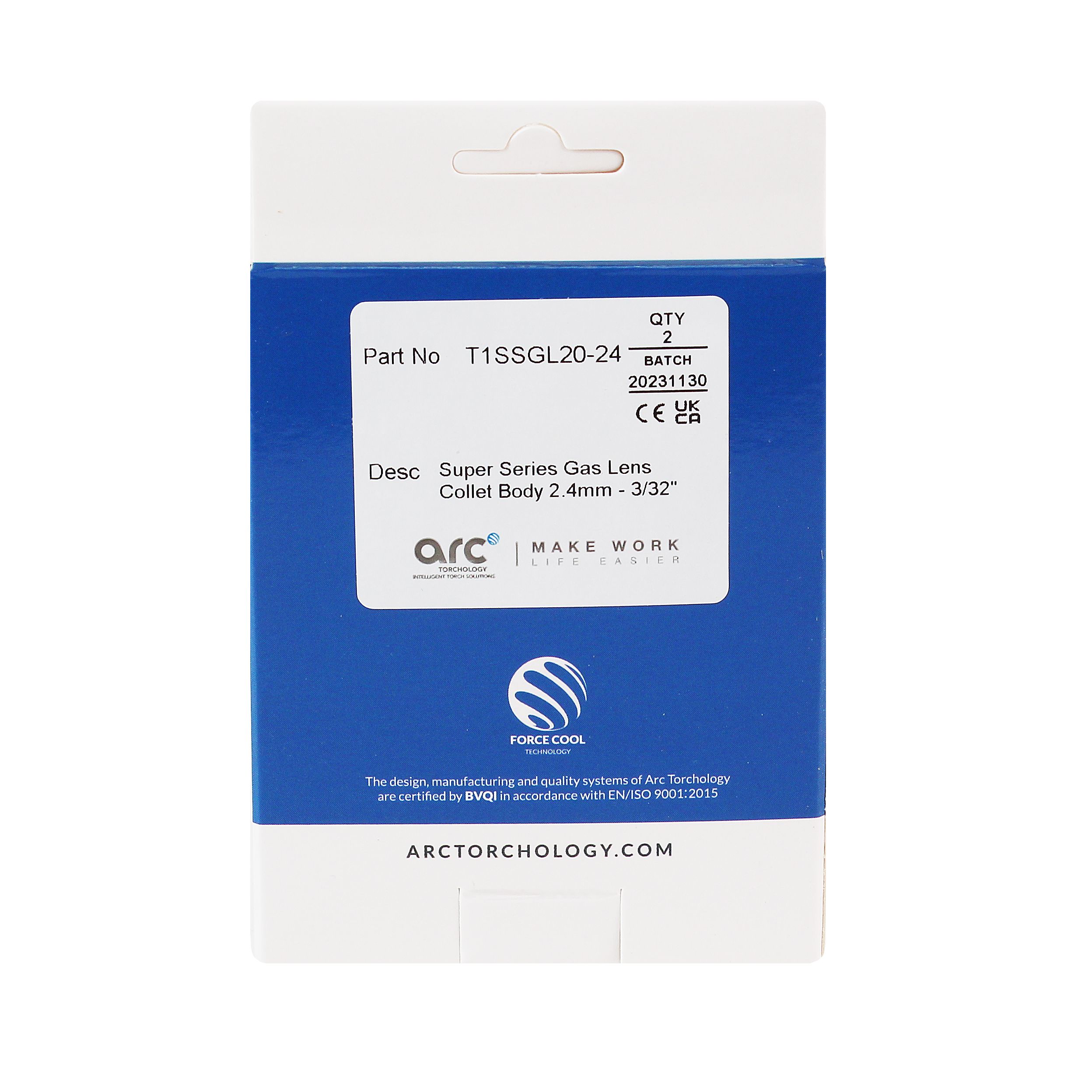 T1SSGL20-24 Цанга Arc с газовой линзой Super Series 20 2,4x64,3 мм (TIG)