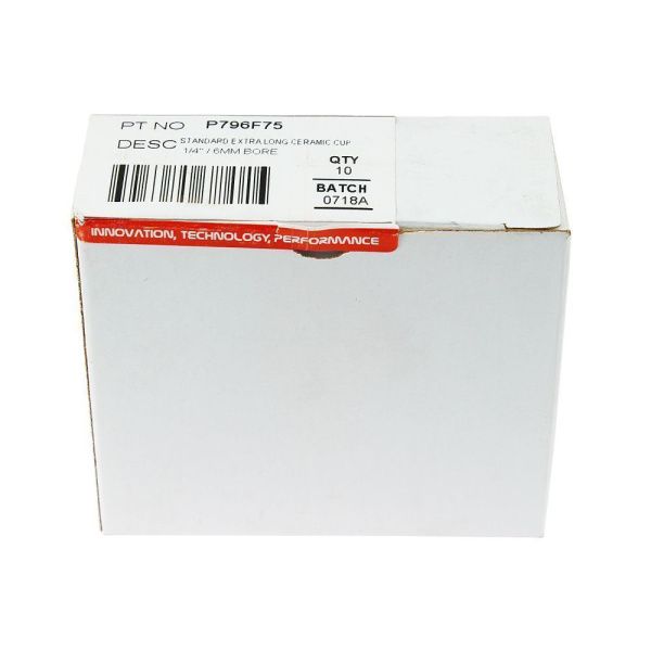 P796F75 Parker Standard extra long ceramic cup 6mm bore (pack)