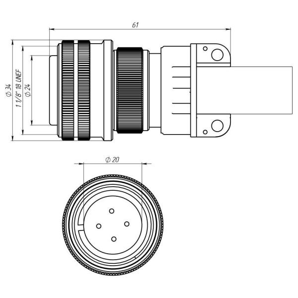 PTP21-WR01 4-пиновая вилка Amphenol Parker под Kemppi (распиновка)