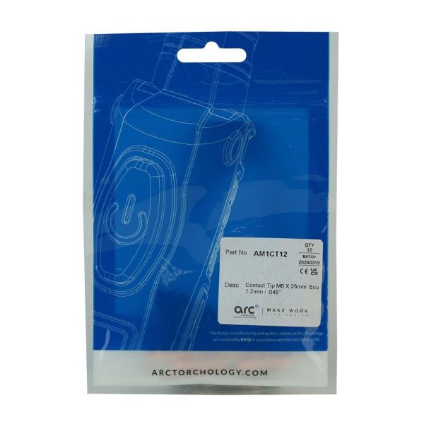 AM1CT12 Контактный наконечник E-Cu, M625мм, ø 1,2мм для ARC M1-M18 (pack)