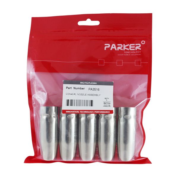 PA3516 Сопло газовое Parker сильно коническое медное 16 мм для полуавтоматических горелок SGA-LW 305A / SGA-LW 355A (MIG/MAG)