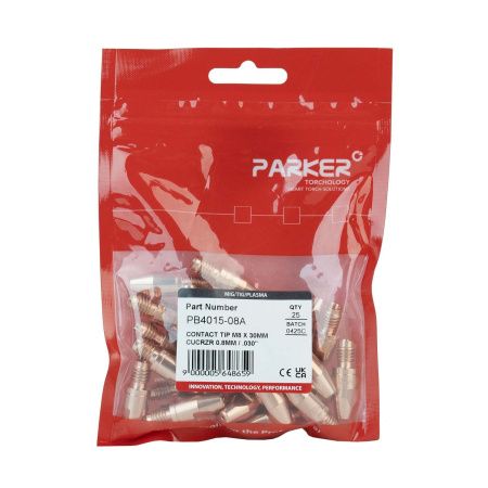 PB4015-08A Контактный наконечник Parker М8 0,8 L30,0 CuCrZr для AL проволоки (MIG/MAG)