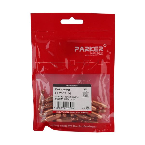 PB2505-16 Контактный наконечник Parker М6 1,6 L28,0 CuCrZr (MIG/MAG)
