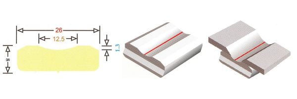 Керамическая подкладка SVR плоская 26,0x8,0x600,0 мм с канавкой 12,5x1,3 мм