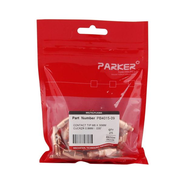 PB4015-09 Parker Contact Tip M8 x 30MM CUCRZR 0.9MM (pack)