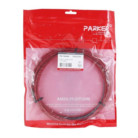 PB2524-50 Направляющий канал Parker 1,0-1,2 мм 5 метров (стальная спираль с литым ниппелем в красной оплётке) (MIG/MAG)