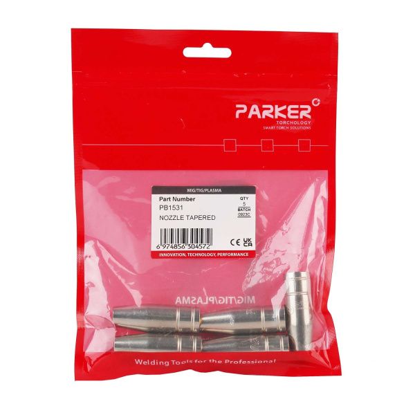 PB1531 Сопло газовое Parker сильно коническое медное 10 мм для полуавтоматических горелок SGB 150A / SGF 150A / STH 150AE (MIG/MAG)