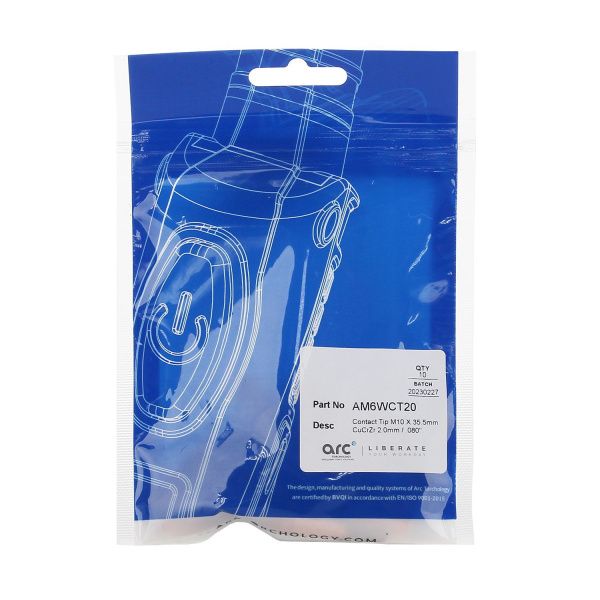 AM6WCT20 Контактный наконечник Arc М10 2,0 L35,5 CuCrZr (MIG/MAG)