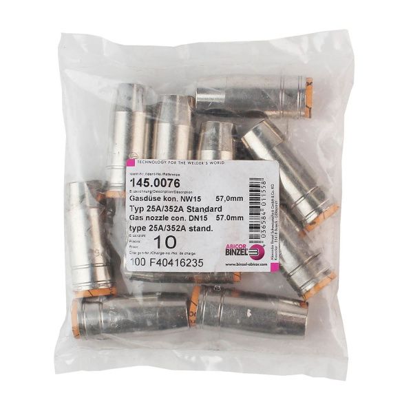 145.0076 Сопло газовое Abicor Binzel коническое 15 мм для полуавтоматических горелок MB EVO 25 / EVO PRO 25