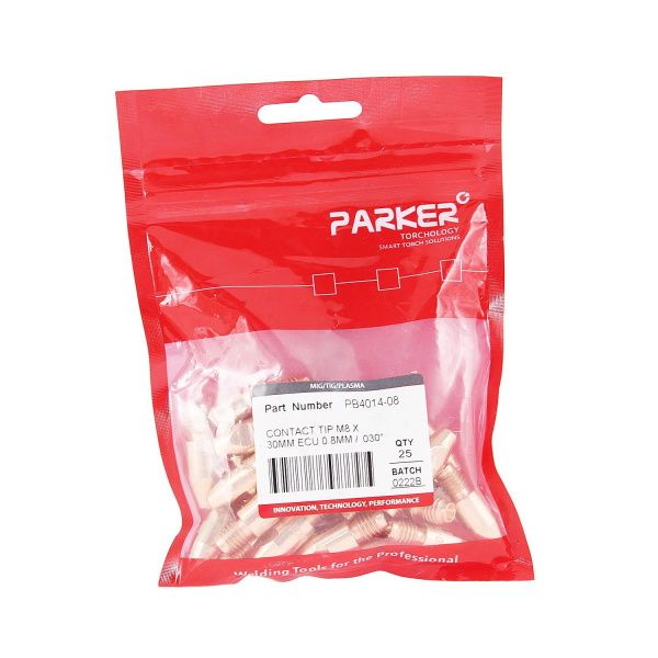 PB4014-08 Контактный наконечник Parker М8 0,8 L30,0 ECu (MIG/MAG)