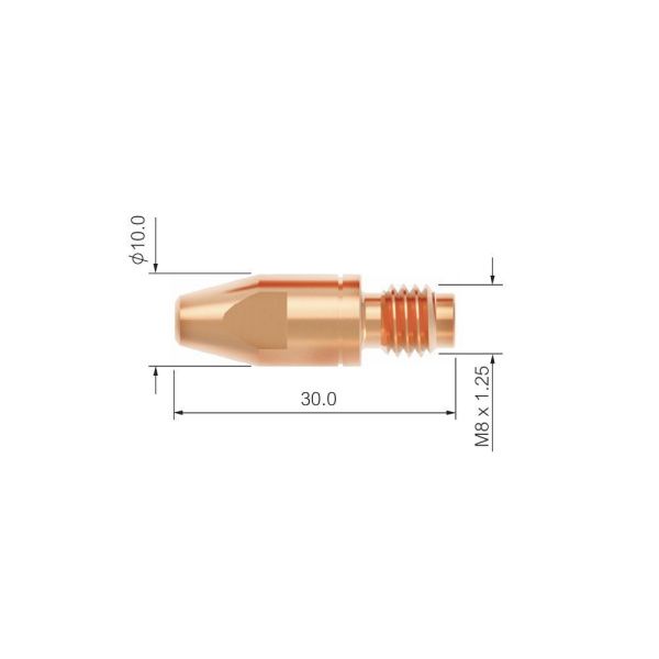 PB4015-10A Контактный наконечник Parker М8 1,0 L30,0 CuCrZr для AL проволоки (MIG/MAG)