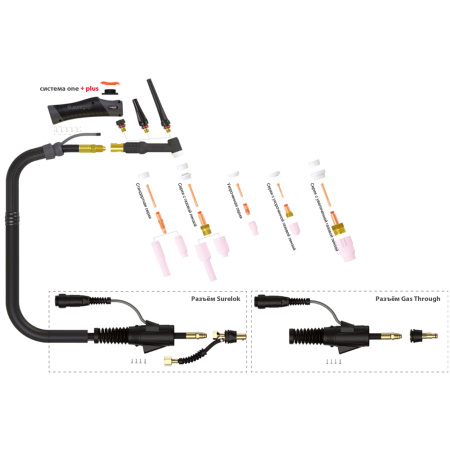 Сварочная горелка Parker SGT 26 с 2-пиновым разъёмом Esab 8 метров для TIG сварки в среде аргона