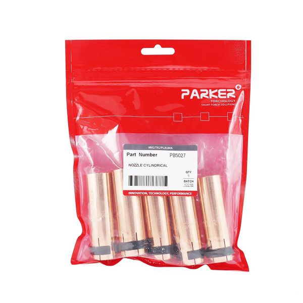 PB5027 Сопло газовое Parker цилиндрическое медное 19 мм для горелок SGB 380A / 401W / 501W / 555W / SB 501W Auto (MIG/MAG)