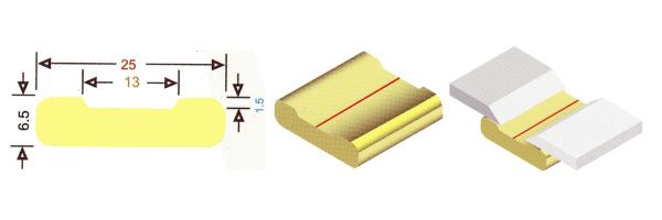 Керамическая подкладка SVR плоская 25,0x6,5x600,0 мм с канавкой 13,0x1,5 мм