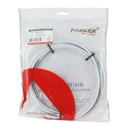 PB4532-40B Направляющий канал Parker 1,4-1,6 мм 4 метра (стальная спираль с латунным ниппелем в белой оплётке) (MIG/MAG)