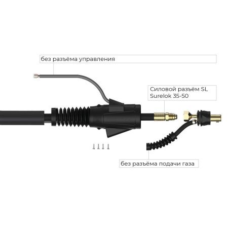 Сварочная аргонодуговая горелка Parker SGT 200F с гибким элементом гусака, головой SGT 18 4 метра для TIG сварки в среде аргона