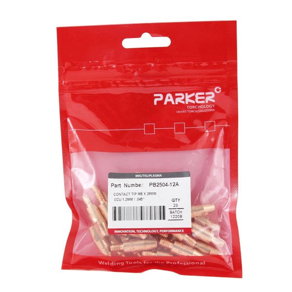 PB2504-12A Контактный наконечник Parker М6 1,2 L28,0 ECu для AL проволоки (MIG/MAG)