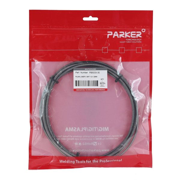 PB5033-30 Направляющий канал Parker 1,0-1,2 мм 3 метра (стальная спираль с литым ниппелем без оплётки) (MIG/MAG)