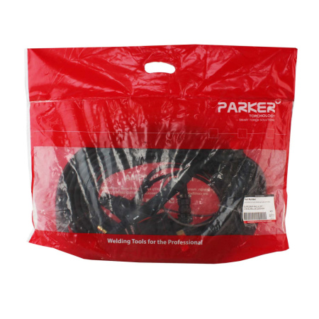 Сварочная горелка Parker SGT 225F с гибким гусаком, головой SGT 20, разъёмом Liquid-Cooler Surelok, разъёмами с резьбой 3/8 и 4-пиновым разъёмом Kemppi 8 метров для TIG сварки в среде аргона