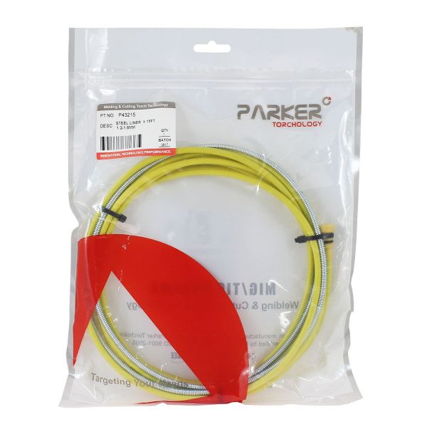 P43215 Направляющий канал Parker 1,2-1,6 мм 4 метра (стальная спираль с литым ниппелем в жёлтой оплётке) (MIG/MAG)