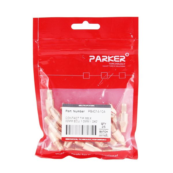 PB4014-10A Контактный наконечник Parker М8 1,0 L30,0 ECu для AL проволоки (MIG/MAG)